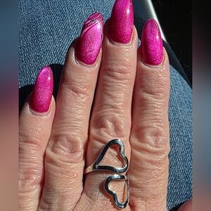 New Silver Stainless Steel Adjustable Heart Ring